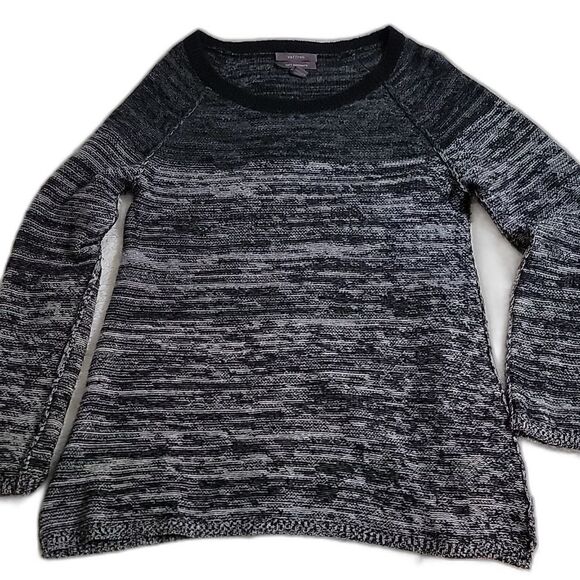 Saffron‎ 100% cashmere black and white variegated sweater exposed seams size M - Picture 1 of 11